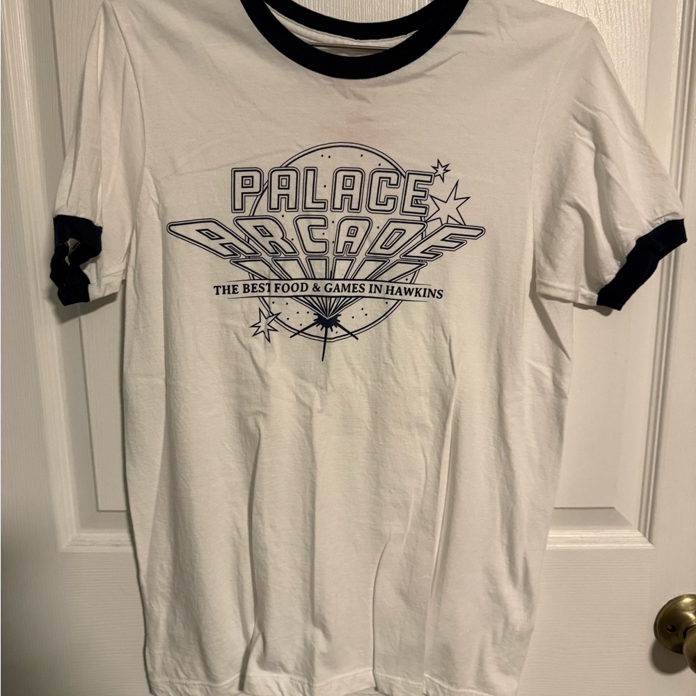 Stranger Things Palace Arcade Ringer T Shirt White Size Small